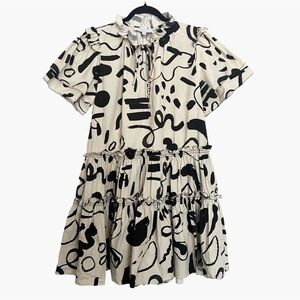 Hunter Bell Merritt Dress in Black and White Ink Line Medium